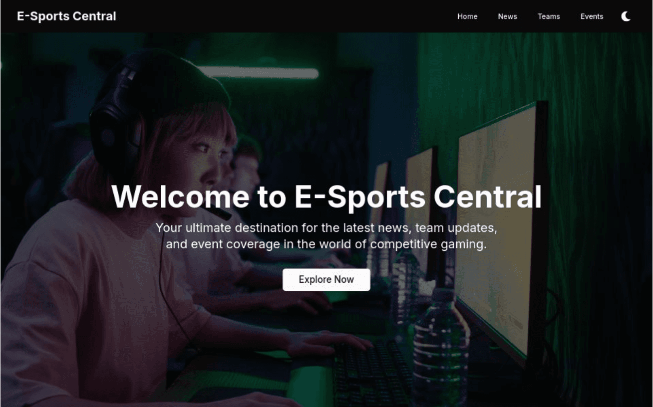 Screenshot do projeto E-Sports Central