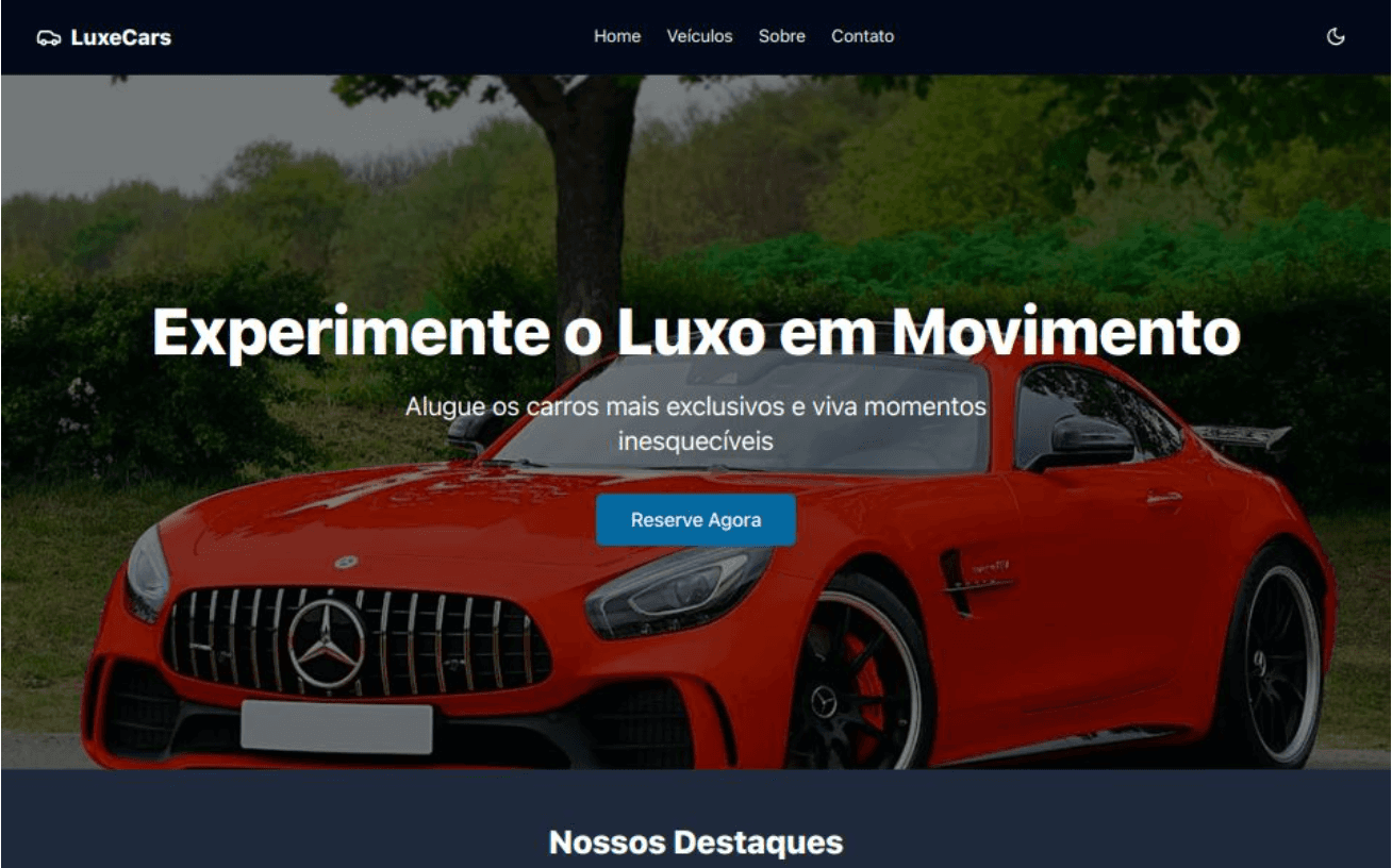 Screenshot do projeto LuxeCars